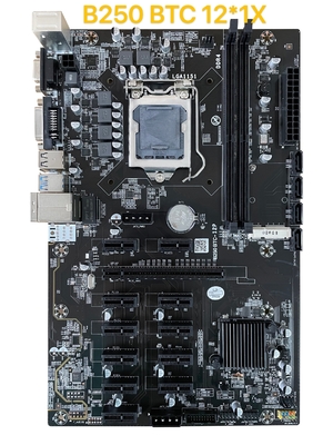 B250 Mining Motherboard BTC 12*1X PC1-E16X LGA 1151 DDR4 SATA3.0 Support