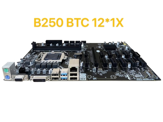 B250 Mining Motherboard BTC 12*1X PC1-E16X LGA 1151 DDR4 SATA3.0 Support
