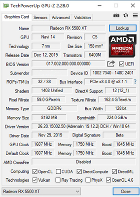 PCWINMAX Radeon RX 5500 XT 8GB - 128 bit Dual Fan Gaming PC Computer Video Card with HD DisplayPort
