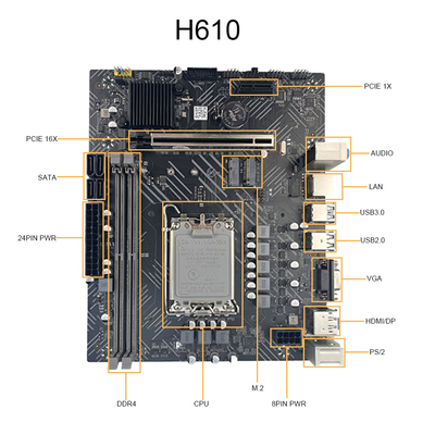 LGA 1700 Socket H610 Motherboard DDR4 Support 12th Gen Core With M.2 Slots
