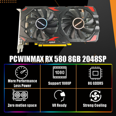 Radeon RX 580 8GB Graphics Card 2048SP GDDR5 256 Bit DP HDM1 DVI-Output With Dual Fan