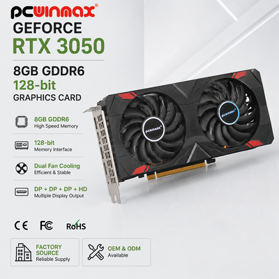 PCWINMAX Gaming GeForce RTX 3050 8GB GDDR6 128비트 HD/DP PCIe 4 PC 게임용 듀얼 팬 그래픽 카드
