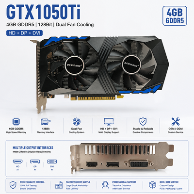 PCWINMAX GTX 1050 Ti 4GB 128Bit 그래픽 카드 GDDR5 저전력 GPU HD DP DVI 출력 데스크톱