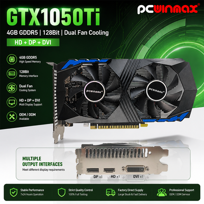 PCWINMAX 지포스 GTX 1050 Ti 4GB GDDR5 128비트 게임 그래픽 카드 HD 출력 OEM/ODM 데스크톱 컴퓨터